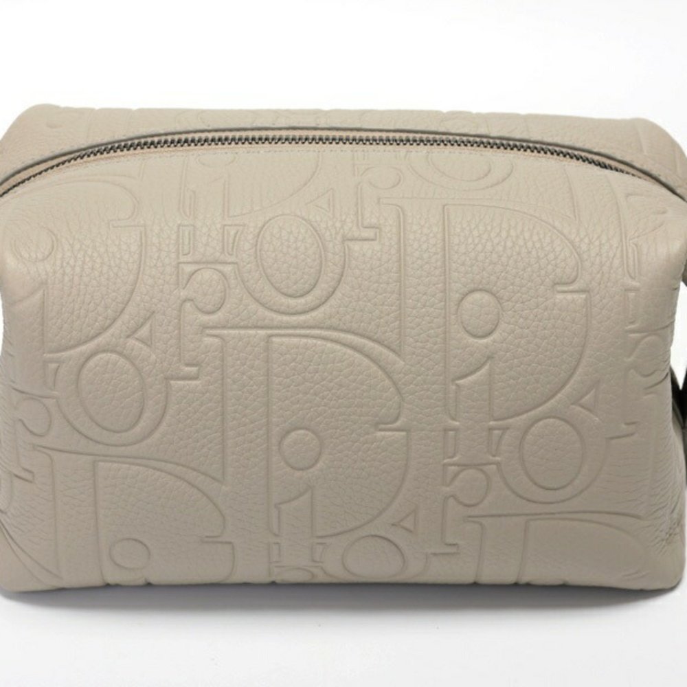 CHRISTIAN DIOR Pouch Travel 2ESC95 Gravity Leather Grey S-157398 - Picture 2 of 6